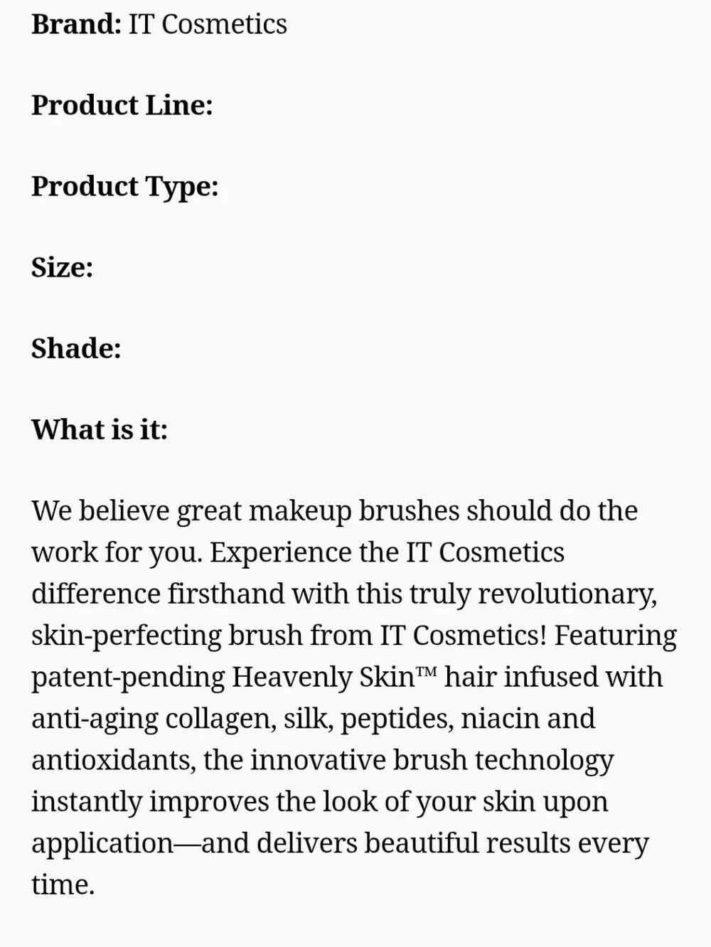 It Cosmetics Heavenly Skin CC+ Skin Perfecting Brush 702